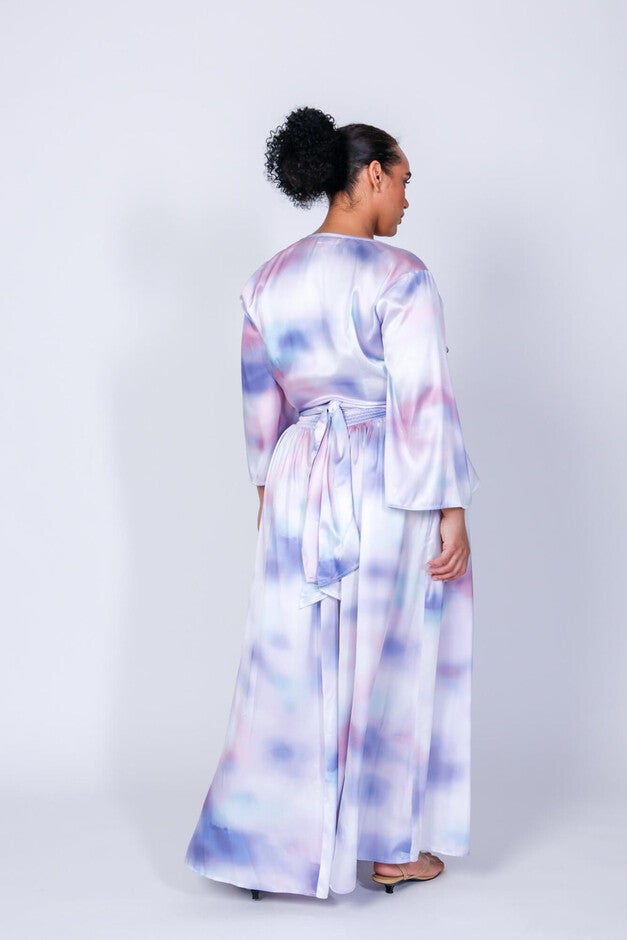Ashford Simpson Maxi Swing Skirt, Blue Watercolor / Light Blue, alternate image number 1