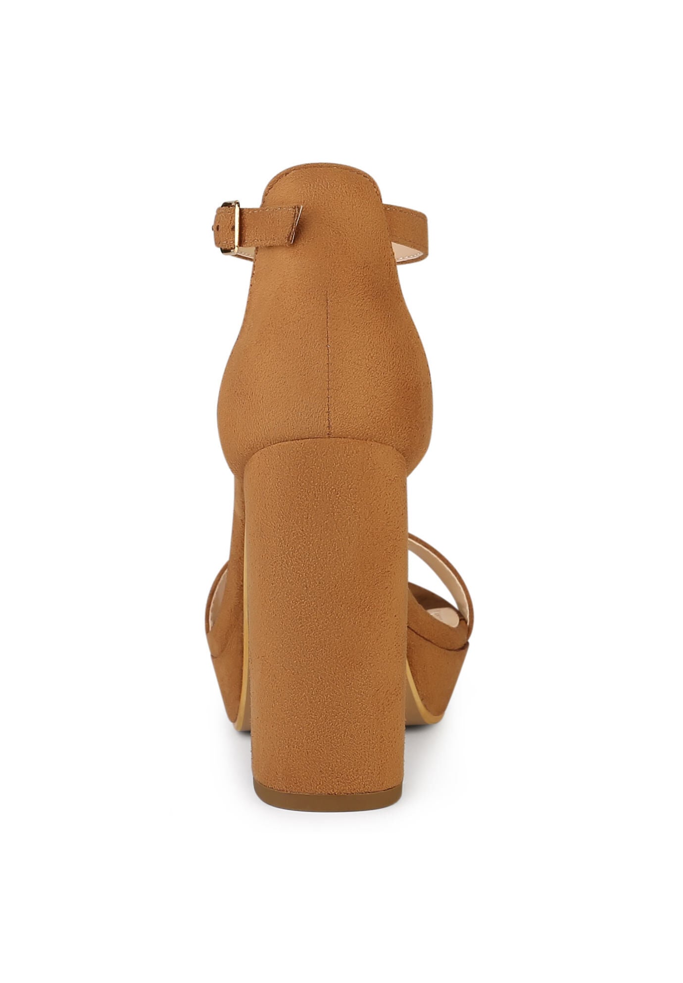 Platform Ankle Strap Chunky High Heel Sandals, Brown / Brown, alternate image number 2