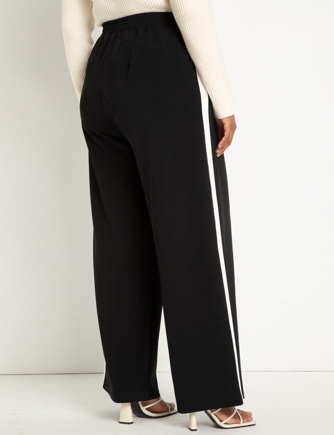 Wide Leg Pant With Side Stripe, Totally Black / Black, alternate image number 2