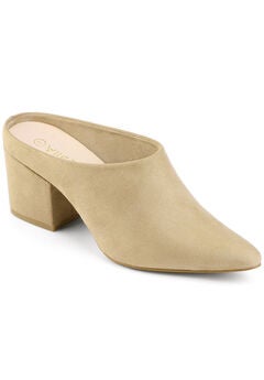 Pointed Toe Slip On Block Heel Slide Mules