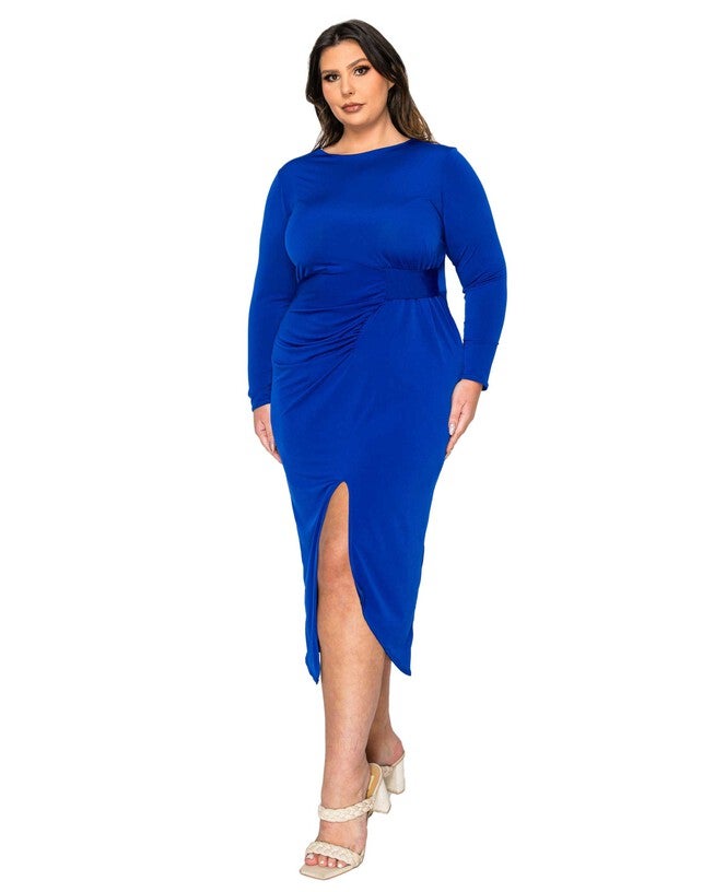 Estelle Ruched Bodycon Midi Dress, Royal / Royal Blue, alternate image number 1