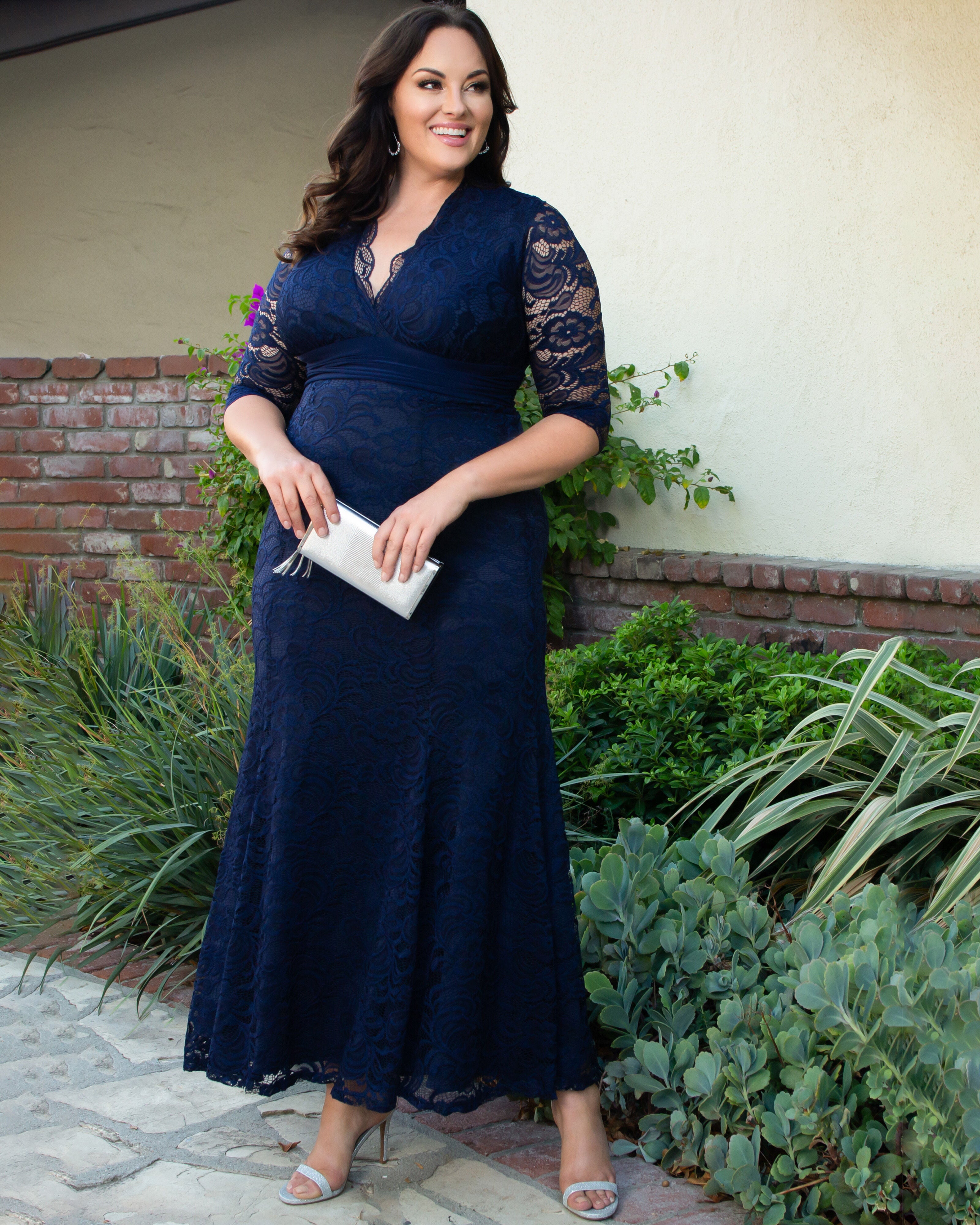 Screen Siren Lace Evening Gown, NOCTURNAL NAVY / Navy, alternate image number 2