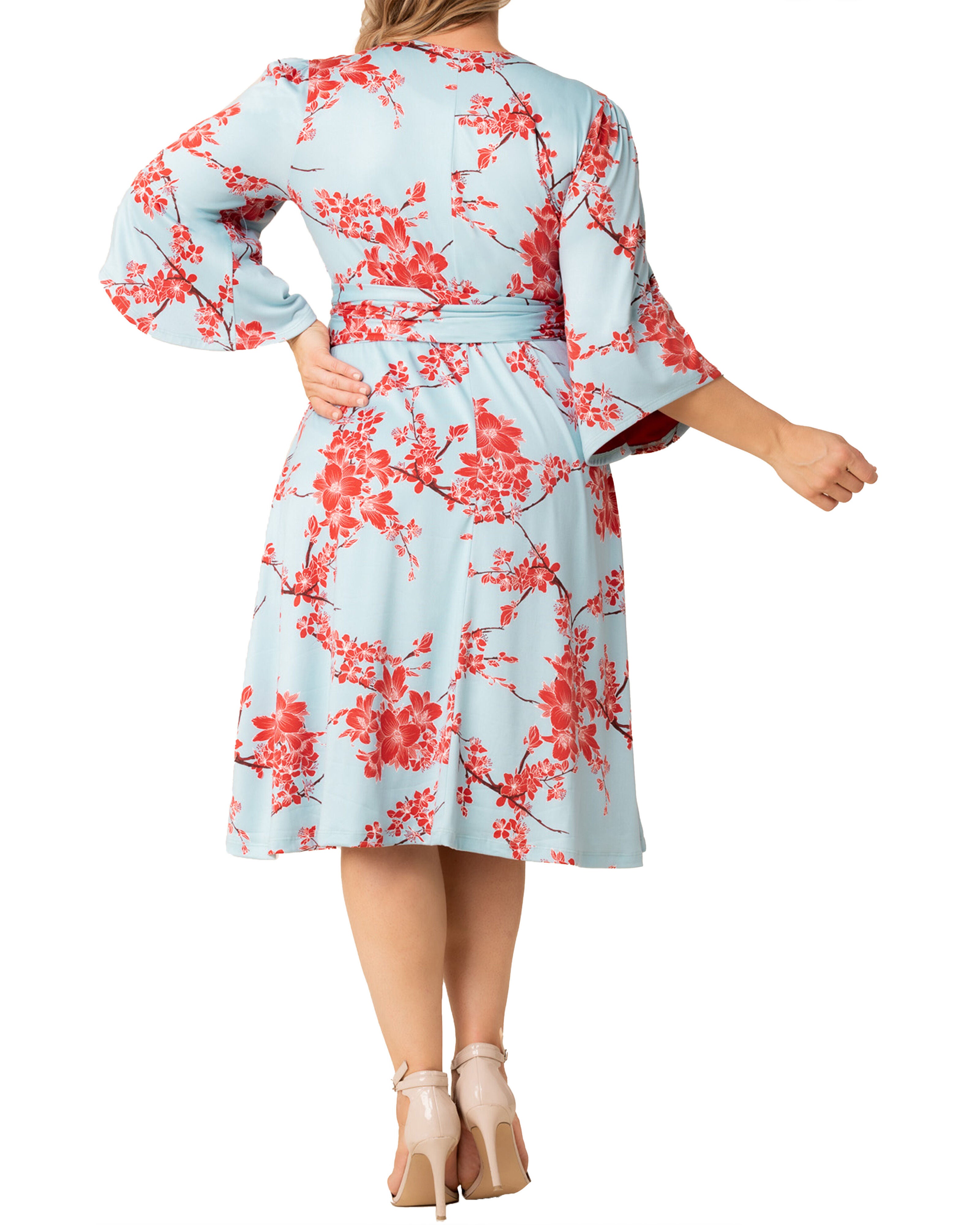 Gemini Wrap Dress, CHERRY BLOSSOM PRINT / Azure Blue, alternate image number 1