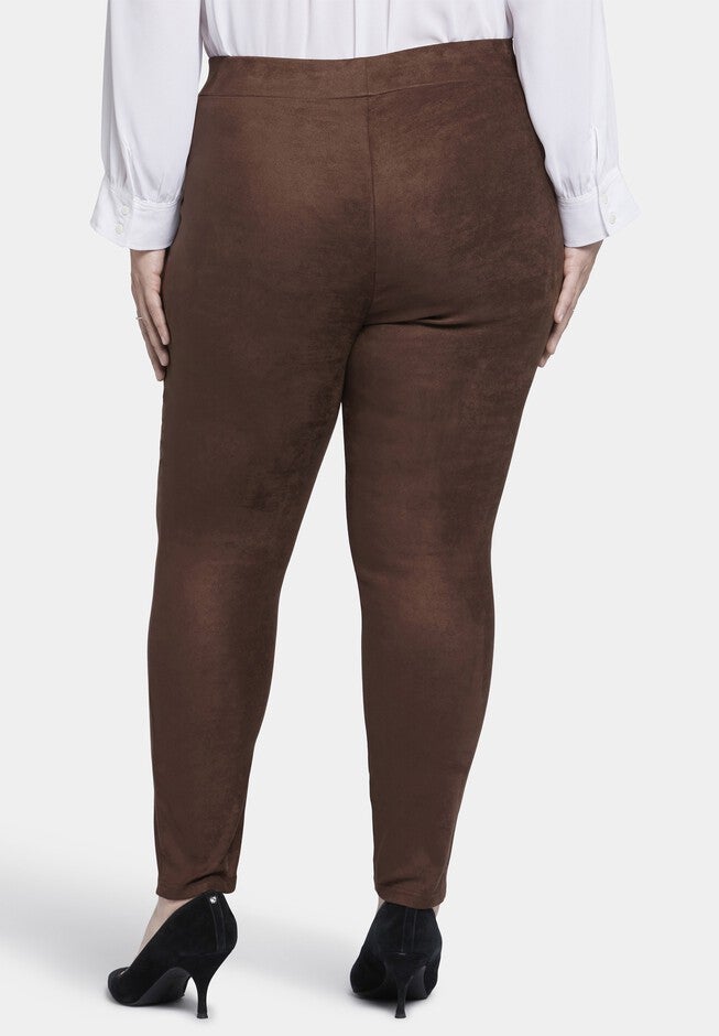 Basic Legging Pants In Stretch Faux Suede, Dark Chocolate / Brown, alternate image number 1