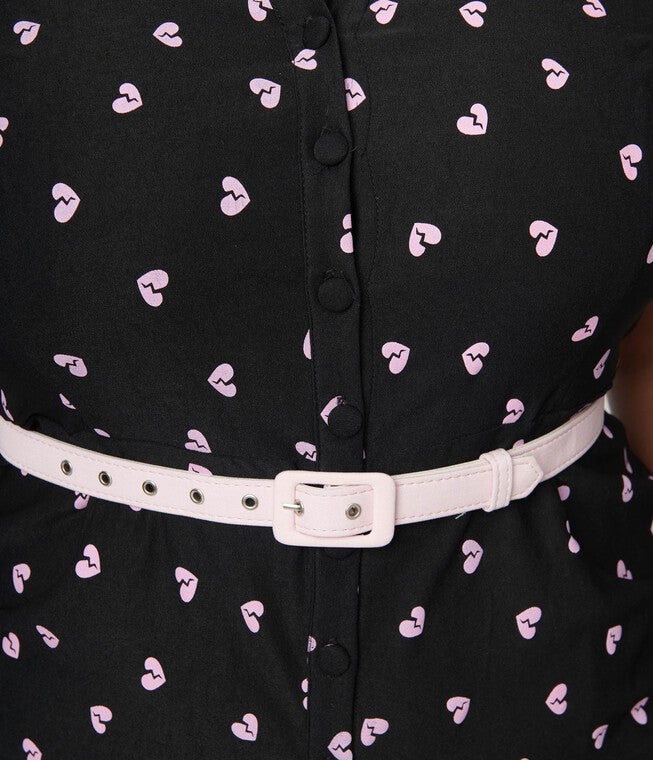 Unique Vintage Plus Size Black & Pink Broken Hearts Patsy Romper, Black Pink Broken Hearts / Black, alternate image number null