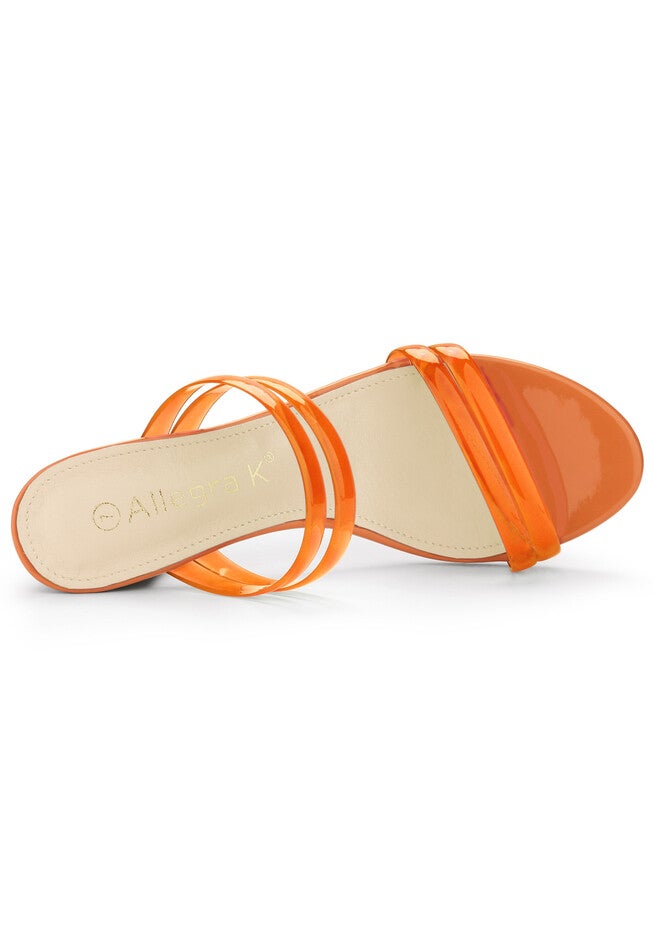 Strappy Slides Mules Block High Heel Sandal, Orange / Orange, alternate image number 3