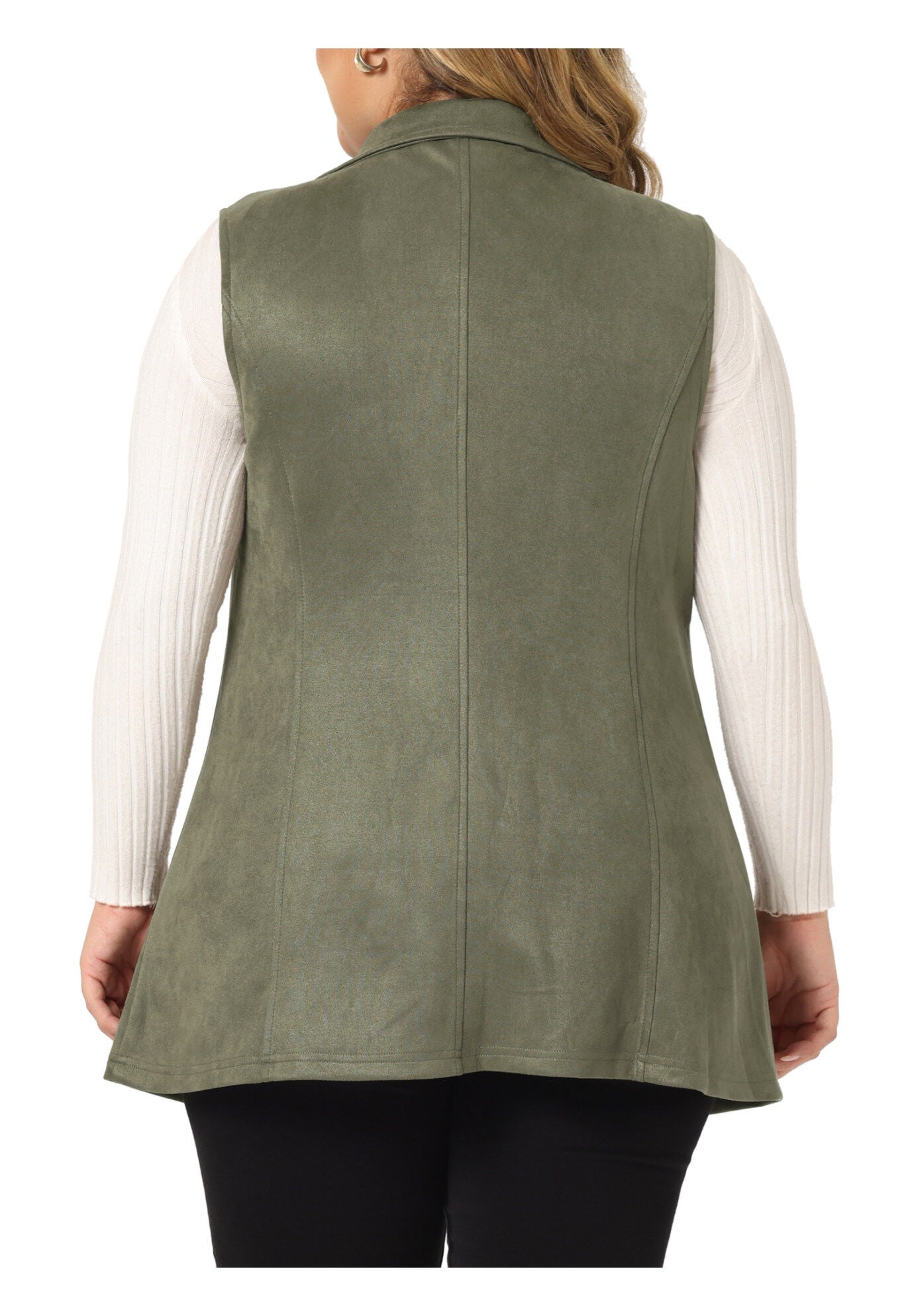 Lapel Suede Utility Vest, Green / Olive Green, alternate image number 3