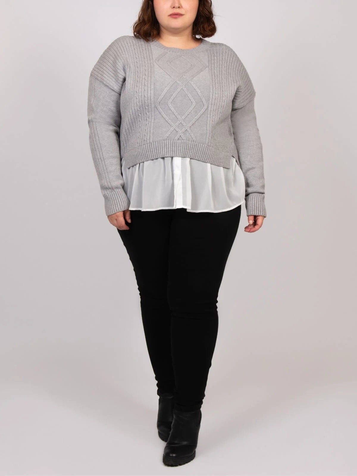 Ophelia Faux Layered Knit Sweater Shirt Effect, , alternate image number 9