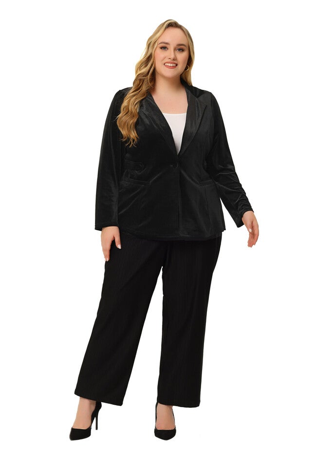 VINTAGE VELVET BUTTON NOTCHED LAPEL BLAZER, Black / Black, hi-res image number 0