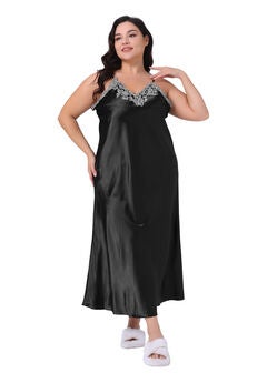 Satin Lingerie Slips Chemise Maxi Nightdress