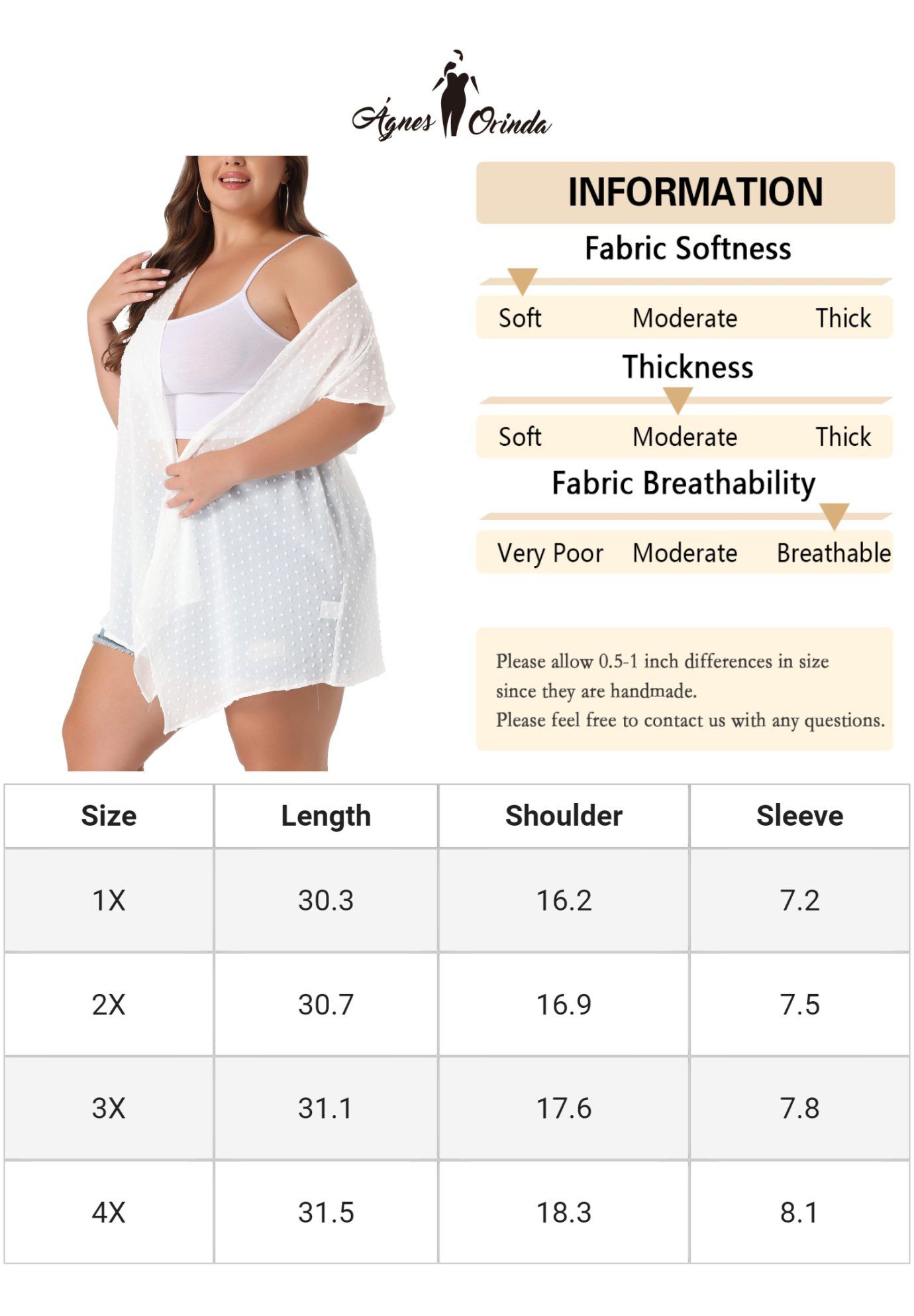 FLARE SLEEVE HIGH LOW SWISS DOTS CARDIGAN, White / White, alternate image number 4