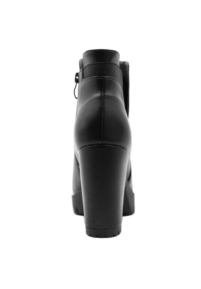 CHUNKY HIGH HEEL PLATFORM ANKLE BOOTIES, Black / Black, alternate image number 3