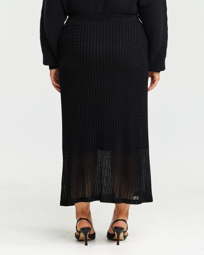 Oxford Black Metallic Knit Skirt, Blacksilver / Black, alternate image number null
