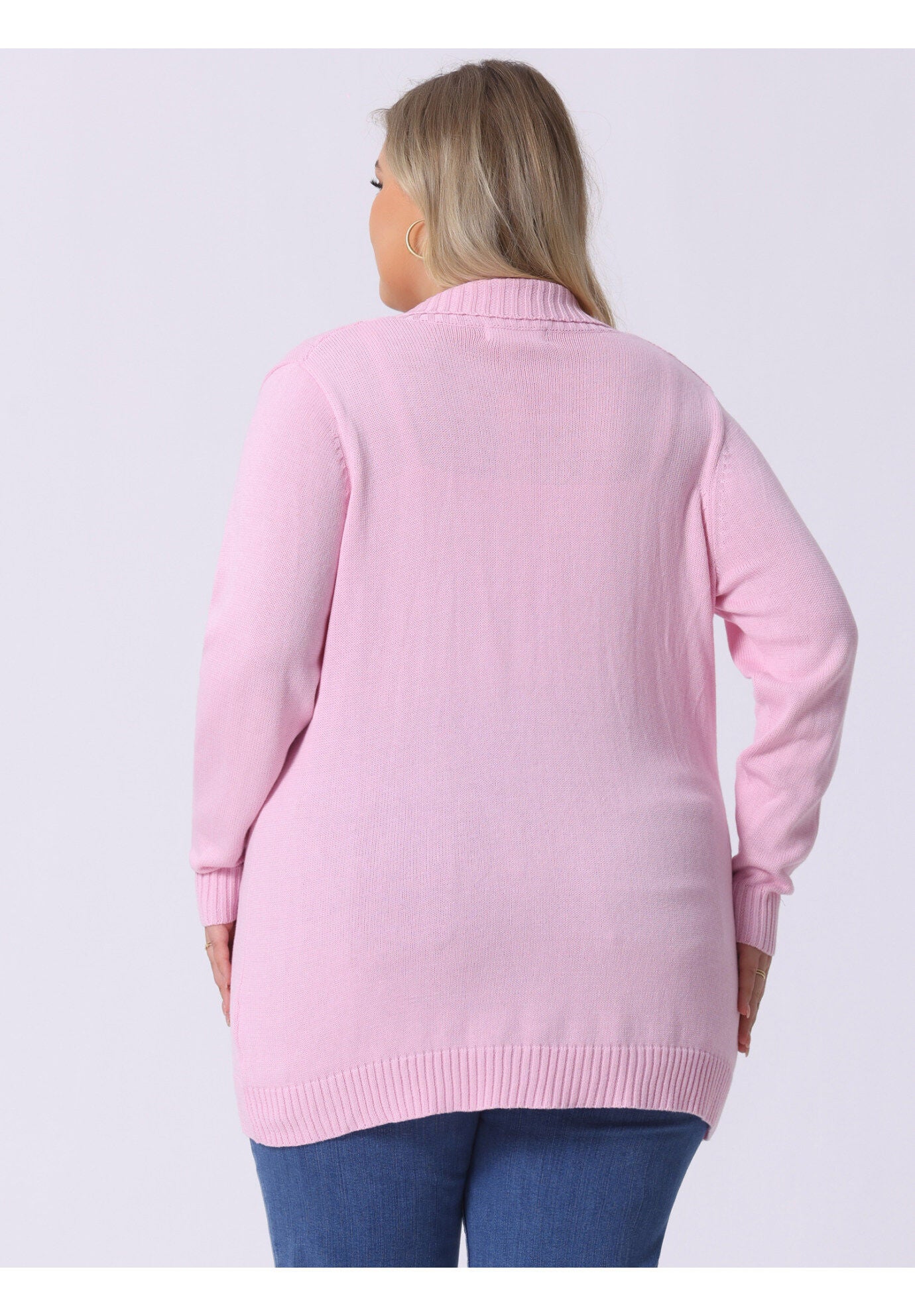 SHAWL COLLAR OPEN FRONT SWEATER CARDIGAN, Pink / Pink, alternate image number 3