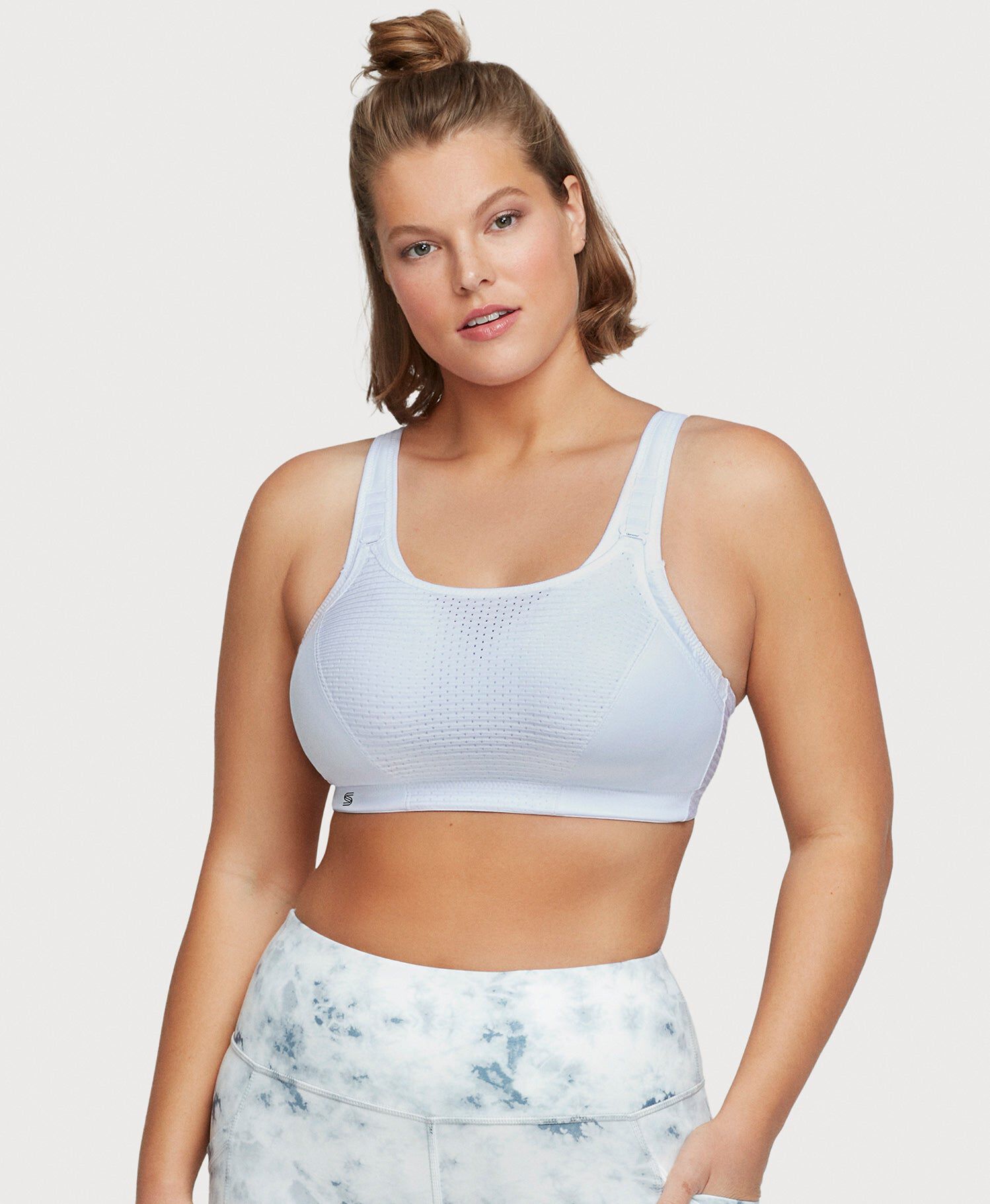 Custom Control Sports Bra, White / White, alternate image number 1