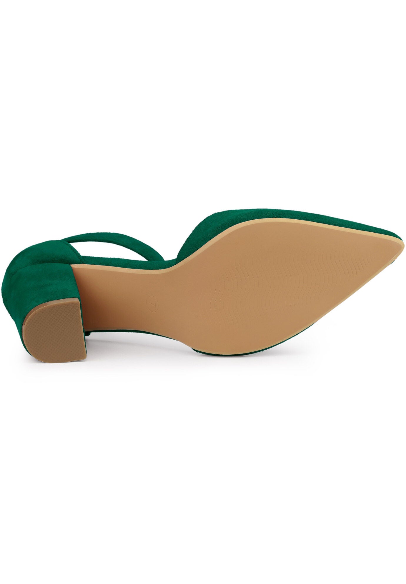 Ankle Strap Pointed Toe Block Heels Pumps, Dark Green / Forest Green, alternate image number 3