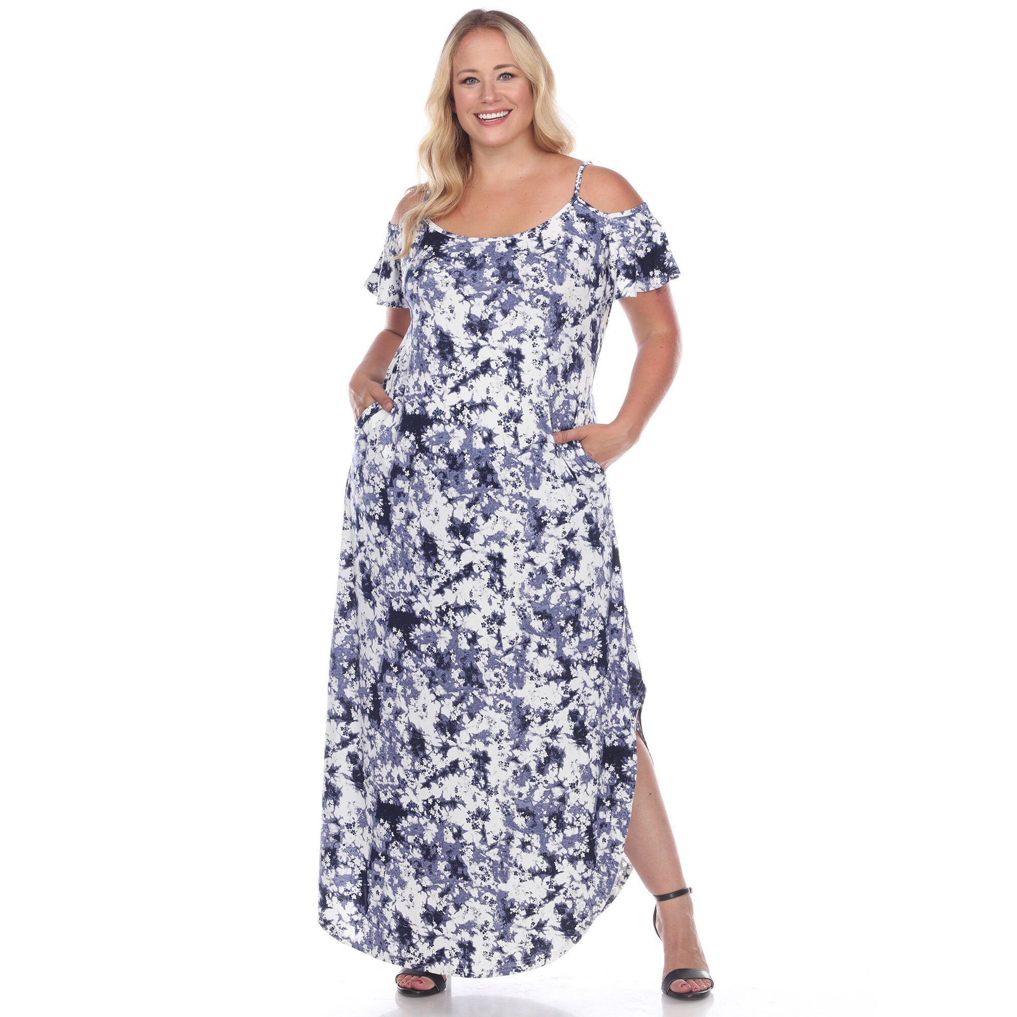 Cold Shoulder Tie-Dye Maxi Dress, , alternate image number 6