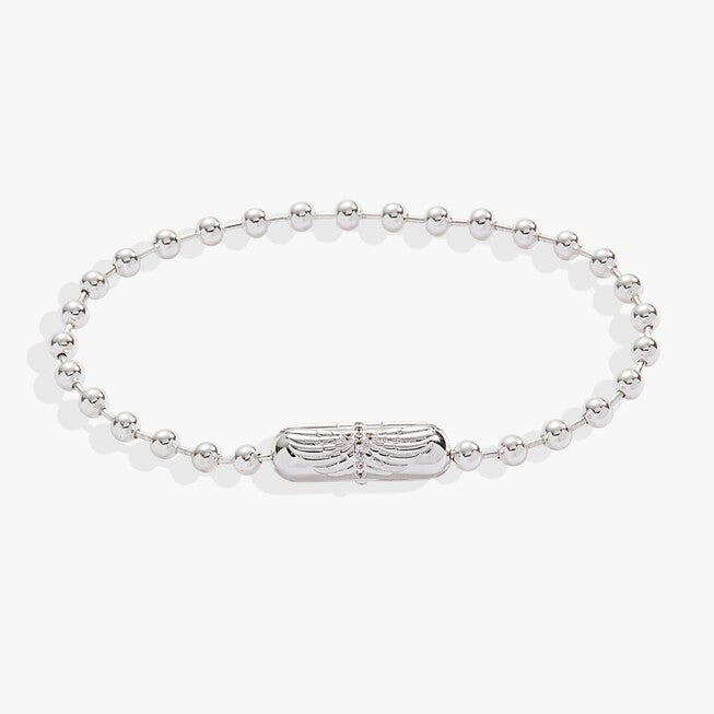 Wings with Cross Barrel Closure Bracelet, Silver / Silver, alternate image number 1