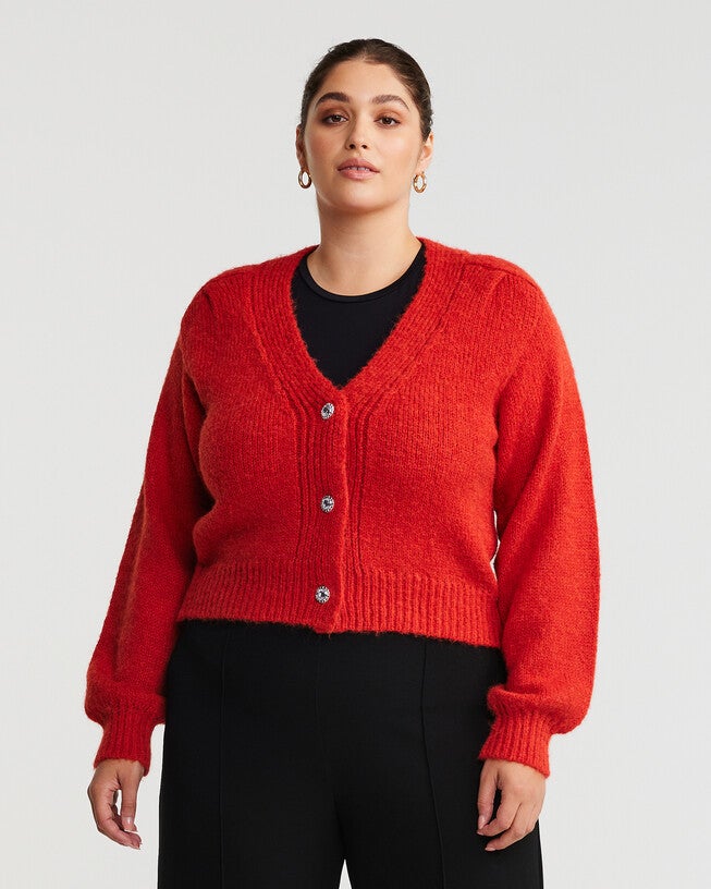 Embellished Red Knitted Cardigan, , alternate image number 5