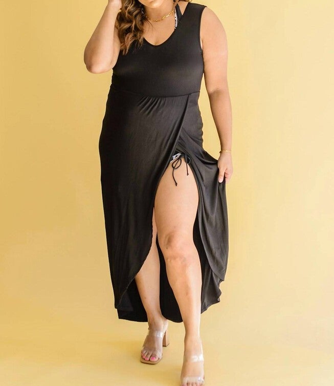 AS IT WAS TULIP SKIRT MAXI DRESS, Black / Black, alternate image number null