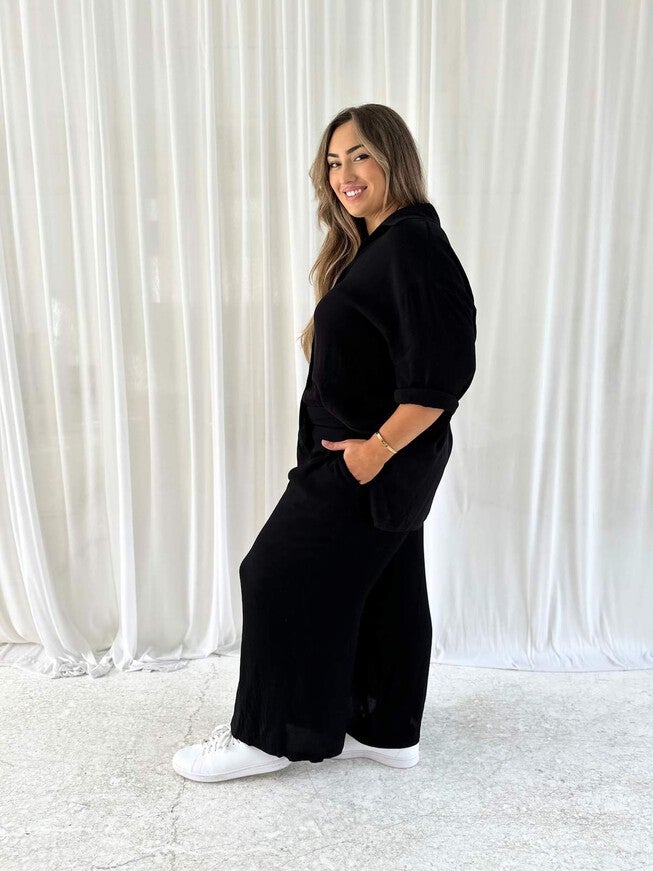 Adele Wide Leg Pant, Black / Black, alternate image number null