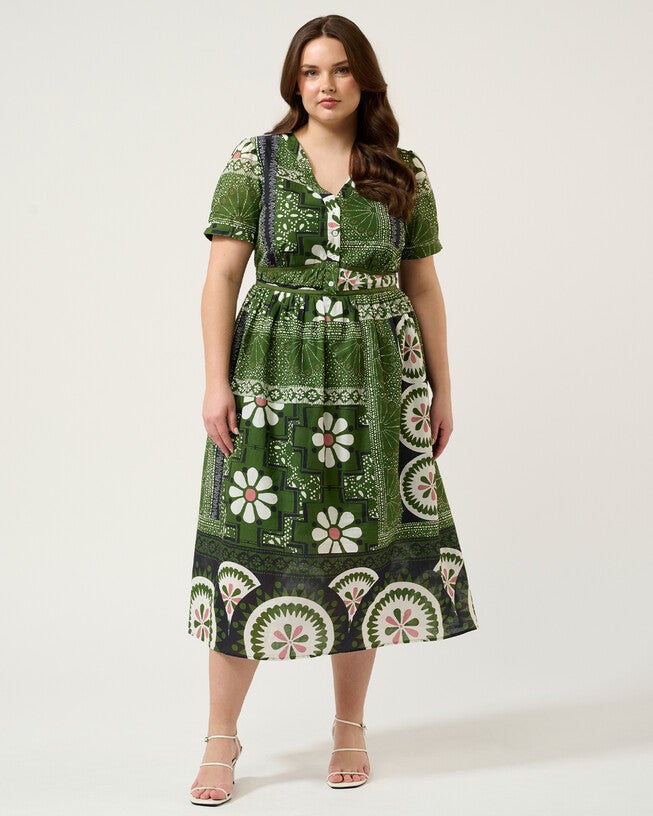 Ethereal Dress, Green Tile / Olive Green, hi-res image number null