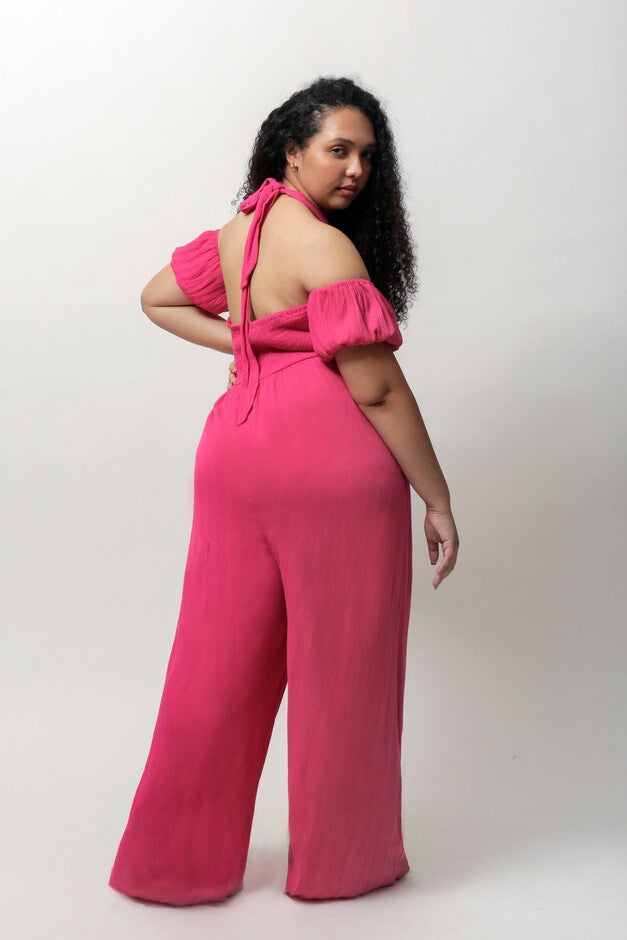 Amelia Off The Shoulder Jumpsuit, Beetroot Purple / Pink, alternate image number 2