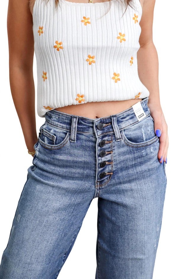 WIDE LEG CROPPED JEANS IN BLUE, Blue / Medium Wash, alternate image number 2