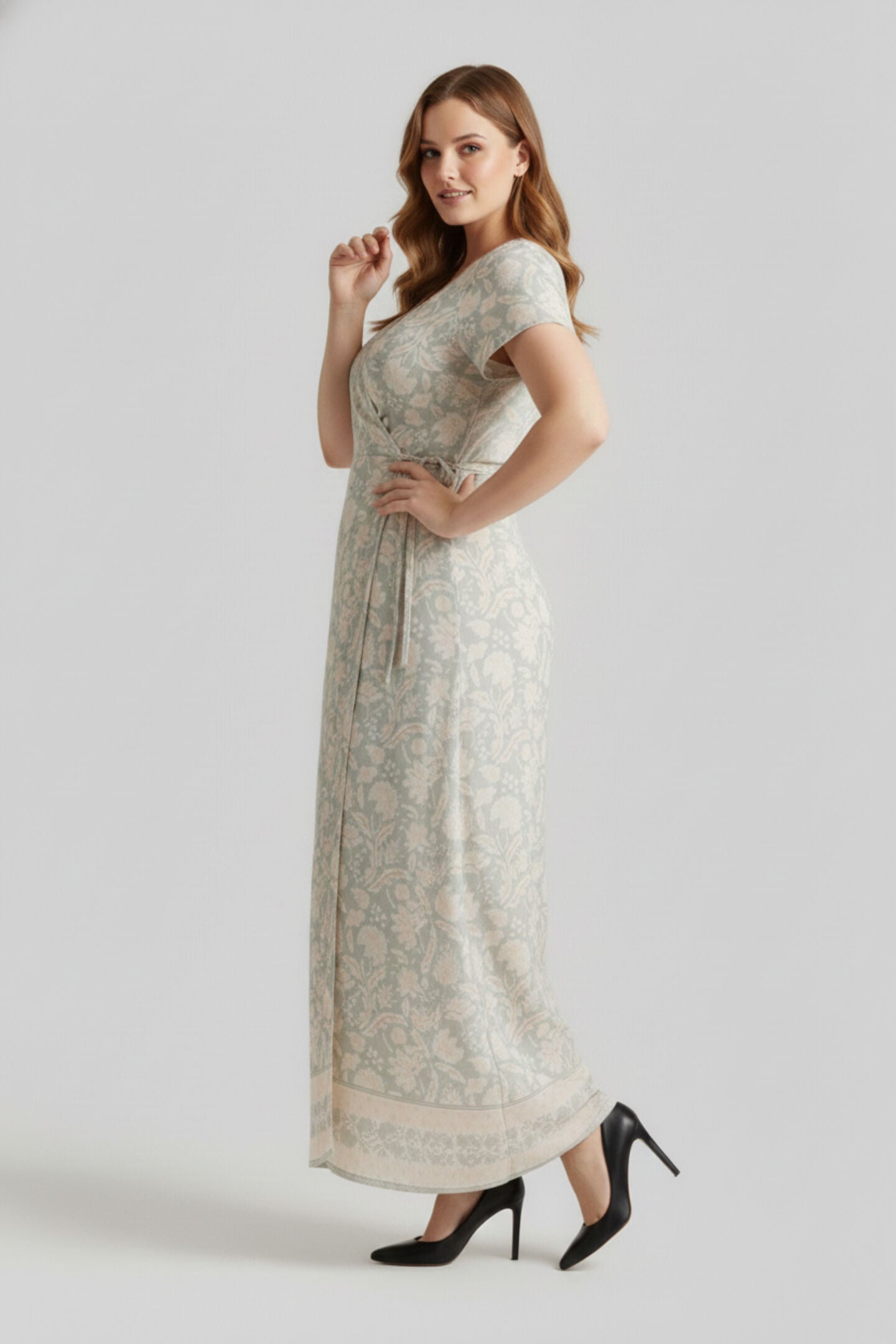 Maxi Wrap Dress in Blue Florals, C14  Vintage bouquet blue / Light Blue, alternate image number 2