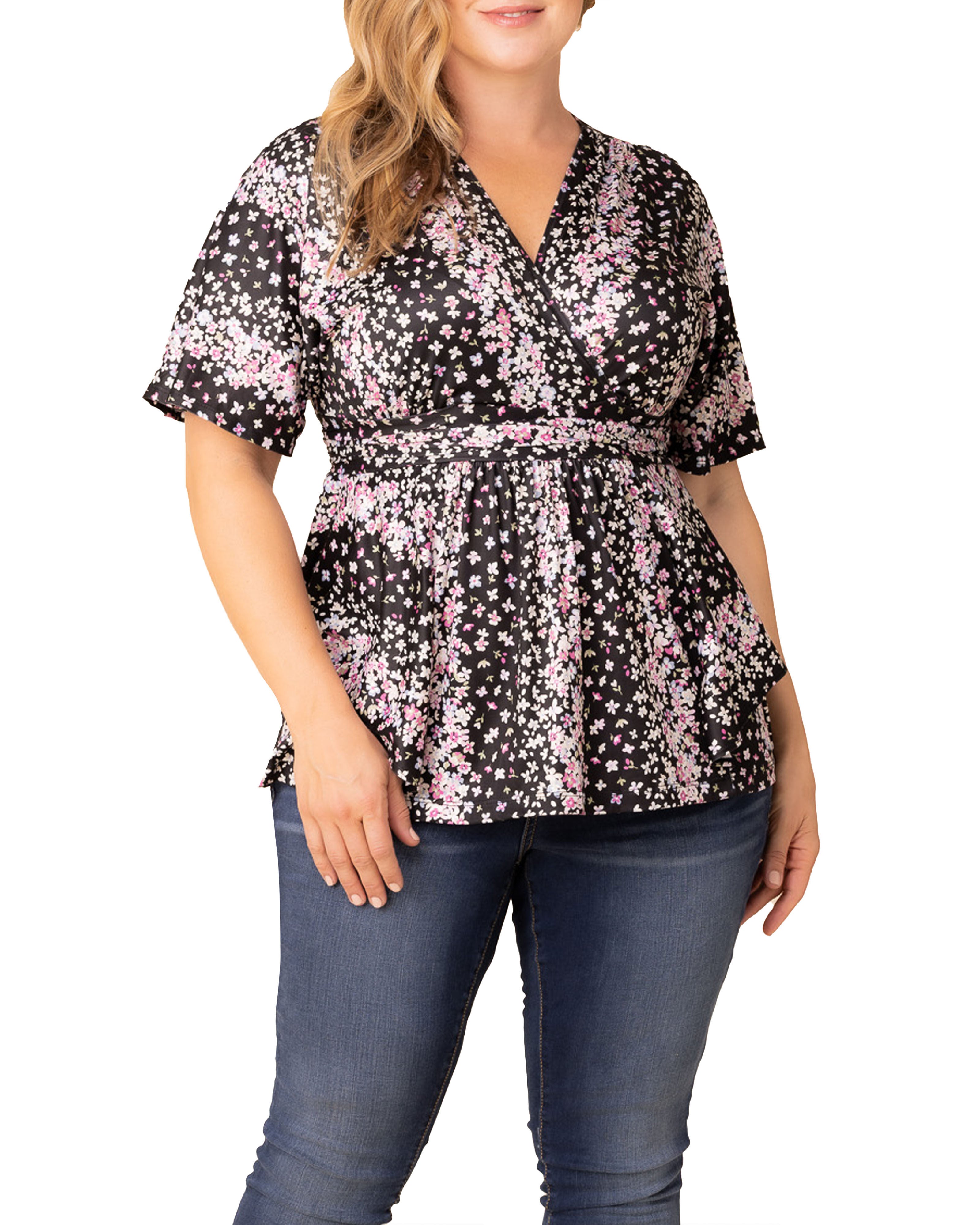 Encore Print Top, NIGHTSHADE FLORAL FALLS / Black, hi-res image number 0