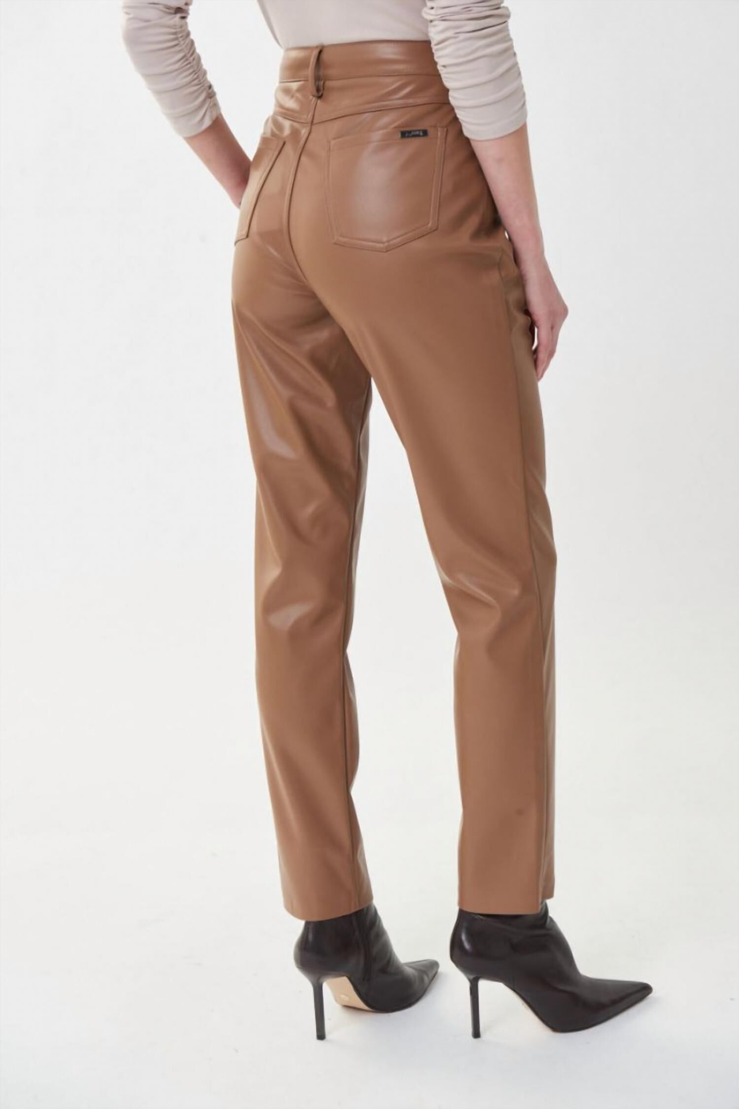 Faux Leather Trouser In Nutmeg, , alternate image number 2
