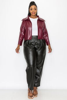 RYDER CROP VEGAN LEATHER JACKET