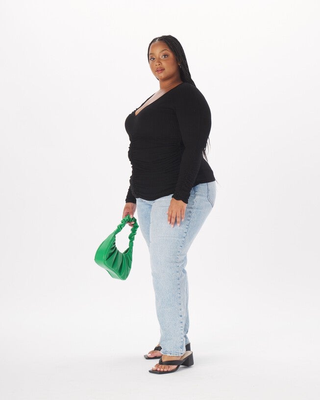 Leonor Ruched Full Length Top in Black, , alternate image number 3