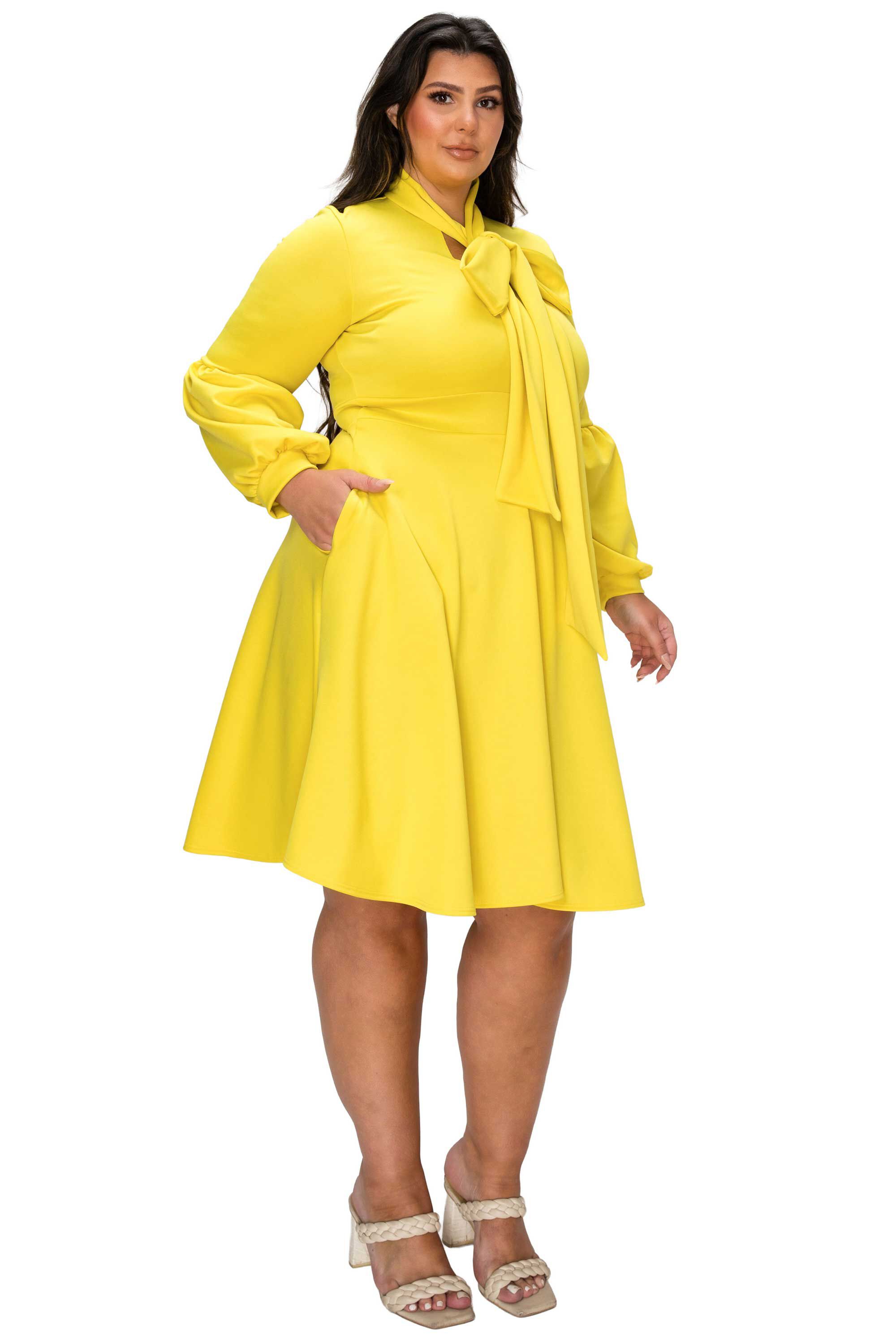 Bekah Flare Pocket Dress, Yellow / Yellow, alternate image number 1