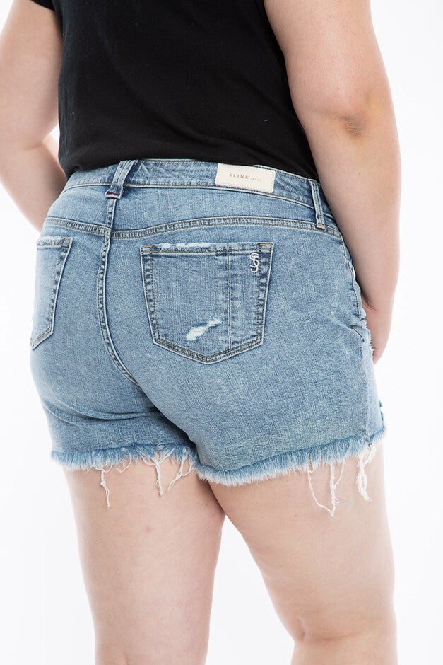 Slink Jeans Womens Mid Rise Shorts, GIULIANA / Medium Wash, alternate image number 3