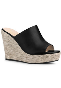 Open Toe Espadrille Wedge Heel Platform Slide Sandal