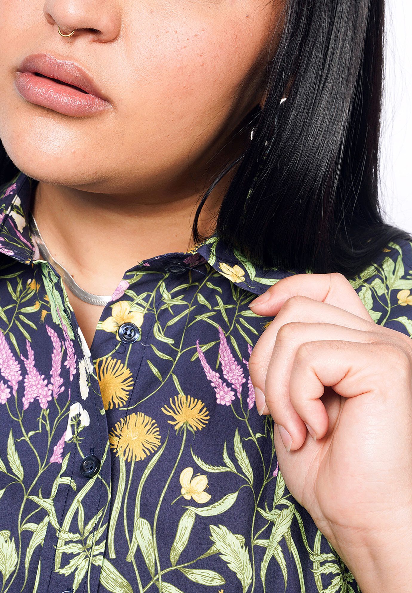 The Essential Button Up, MEADOW NAVYMULTI / Navy, alternate image number 3