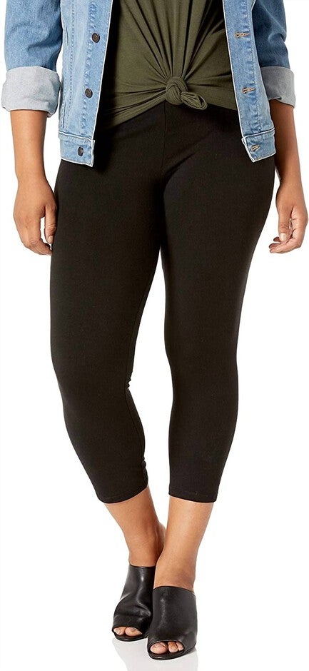Women'S Ultra Capri Leggings With Wide Waistband in Black, Black / Black, hi-res image number 0
