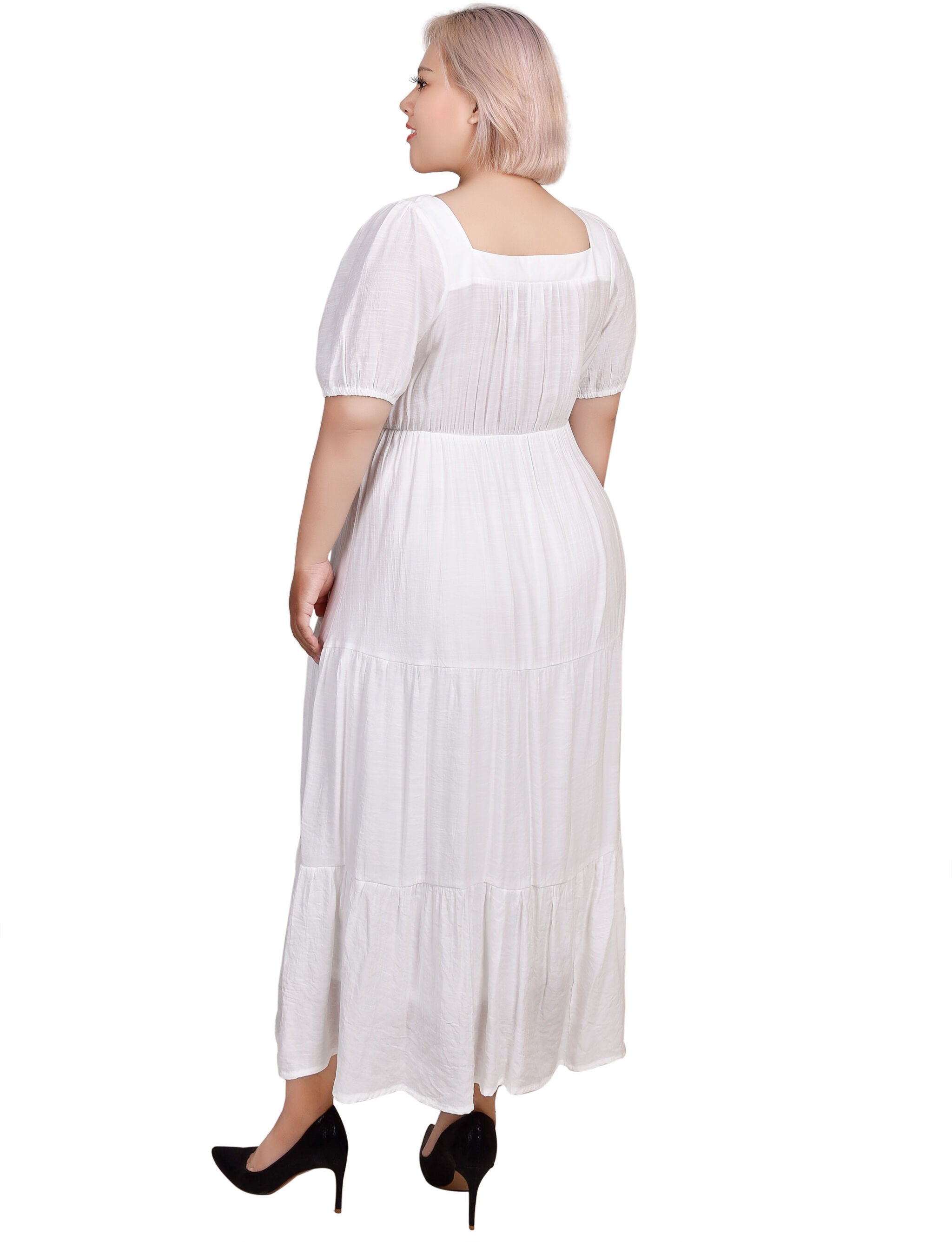 Short Sleeve Tiered Midi Dress, , alternate image number 4