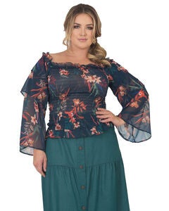 Plus Size Jessa Smocked Tierd Sleeve Top