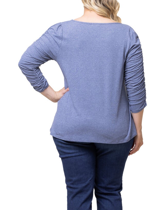 Reverie Ruched Top, HEATHER INDIGO / Dusty Blue, alternate image number null