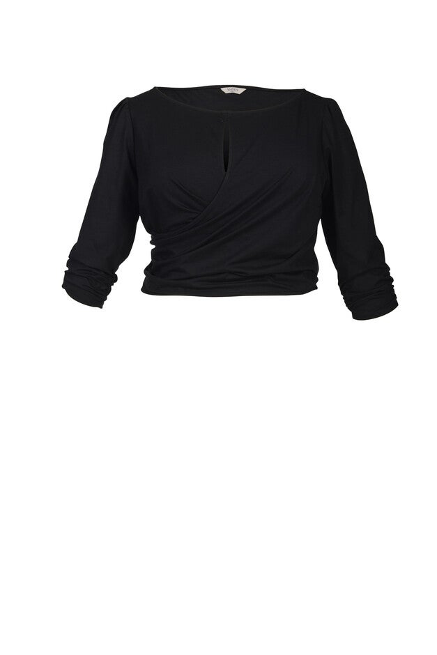 Tamara Keyhole Wrap Top, Black / Black, hi-res image number 0