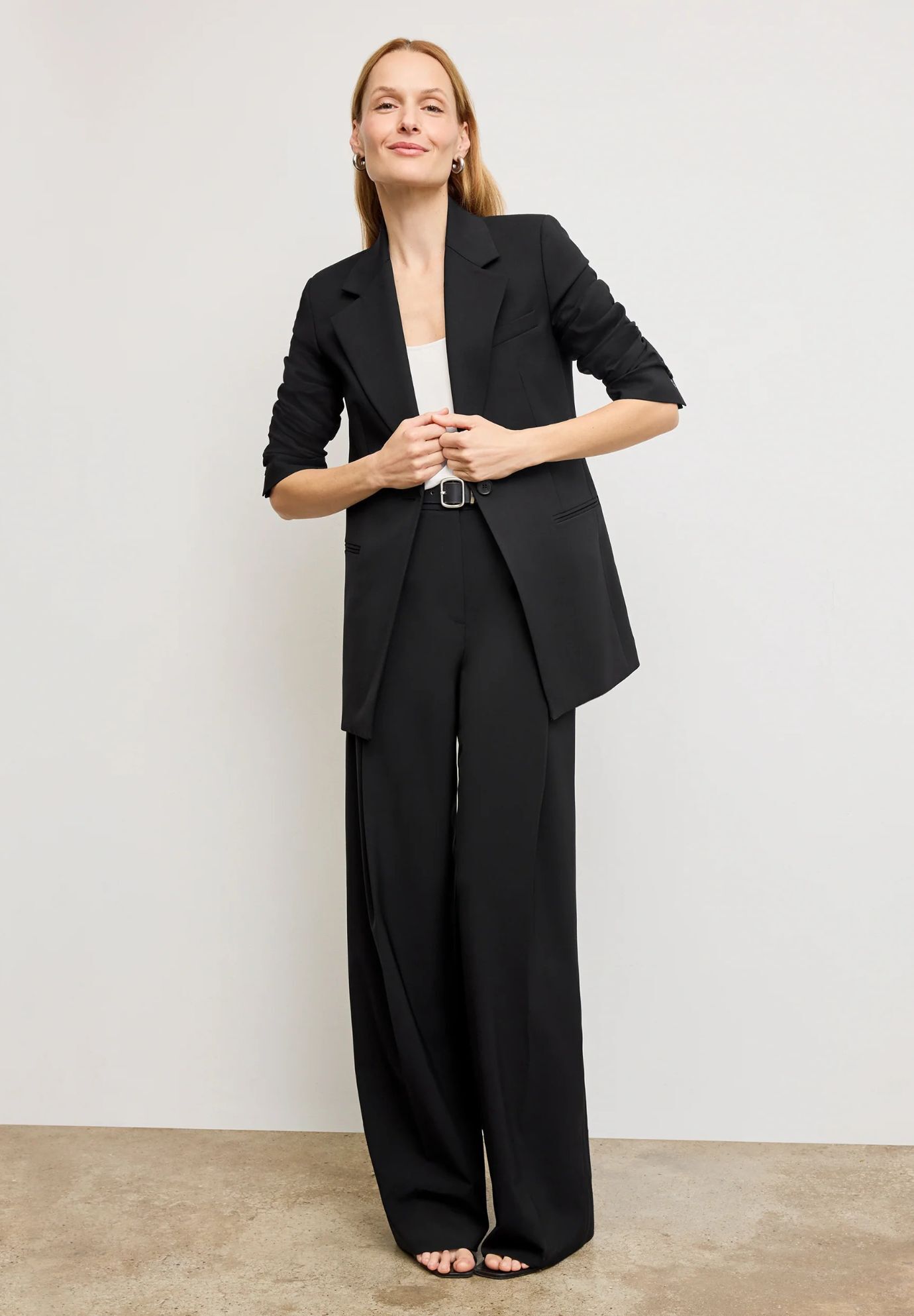 Rossi Executive Blazer - Washable Wool Twill, Black / Black, alternate image number 1