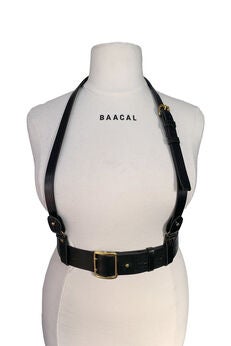 Leather Halter Harness and Belt Set