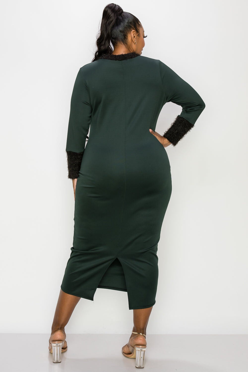 KAIA FEATHER DRESS, GreenBlack / Forest Green, alternate image number 1