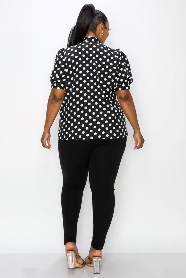 MINNIE POLKA DOT TIE NECK BLOUSE, NavyIvory / Navy, alternate image number 3