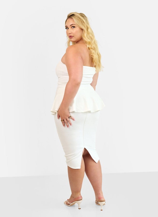 AKARI BODYCON MIDI SKIRT, White / White, alternate image number 3