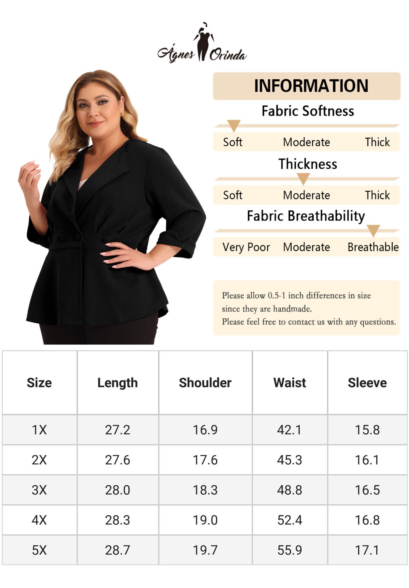 NOTCHED LAPEL PEPLUM JACKET SUIT BLAZER, Black / Black, alternate image number 4