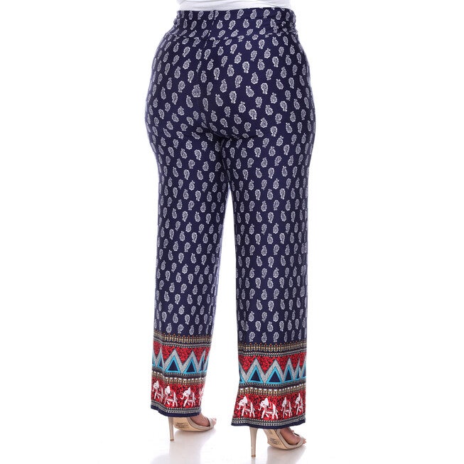 Indian Paisley Print Palazzo Pants, Navy / Navy, alternate image number null