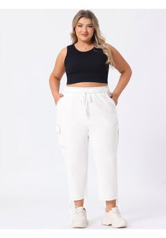 DRAWSTRING ELASTIC WAIST CARGO PANTS